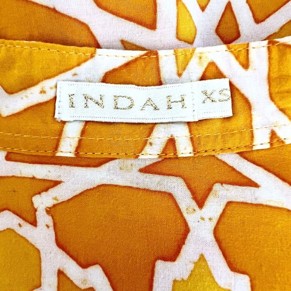 Indah Womens Laced Front Cover up Tunic Dress XS Geo Orange White Long Sleeve - Picture 5 of 5